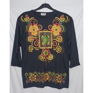 Vintage Visage Ladies Fashion Long Tunic Beaded Tee Artsy